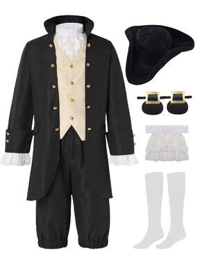 aicoaub Kids Colonial Costume  18th Century America Cosplay Costume Hat SZ 16